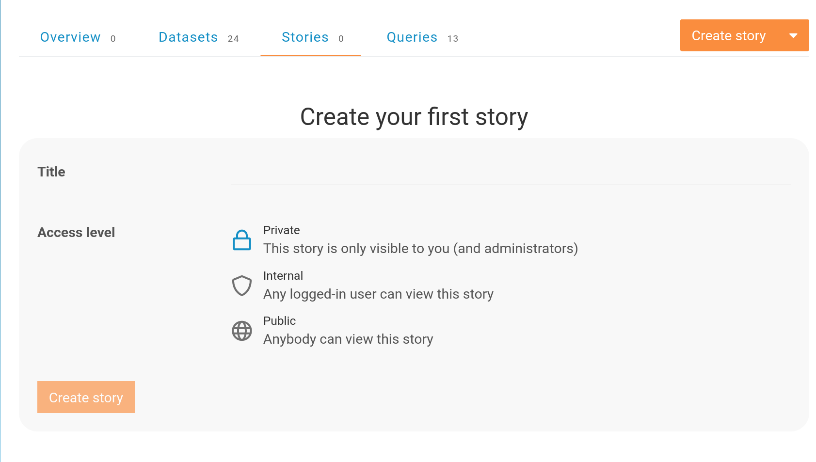 Form for adding a new story