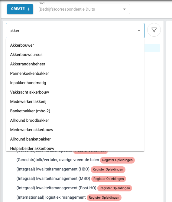 Example substring pattern filter