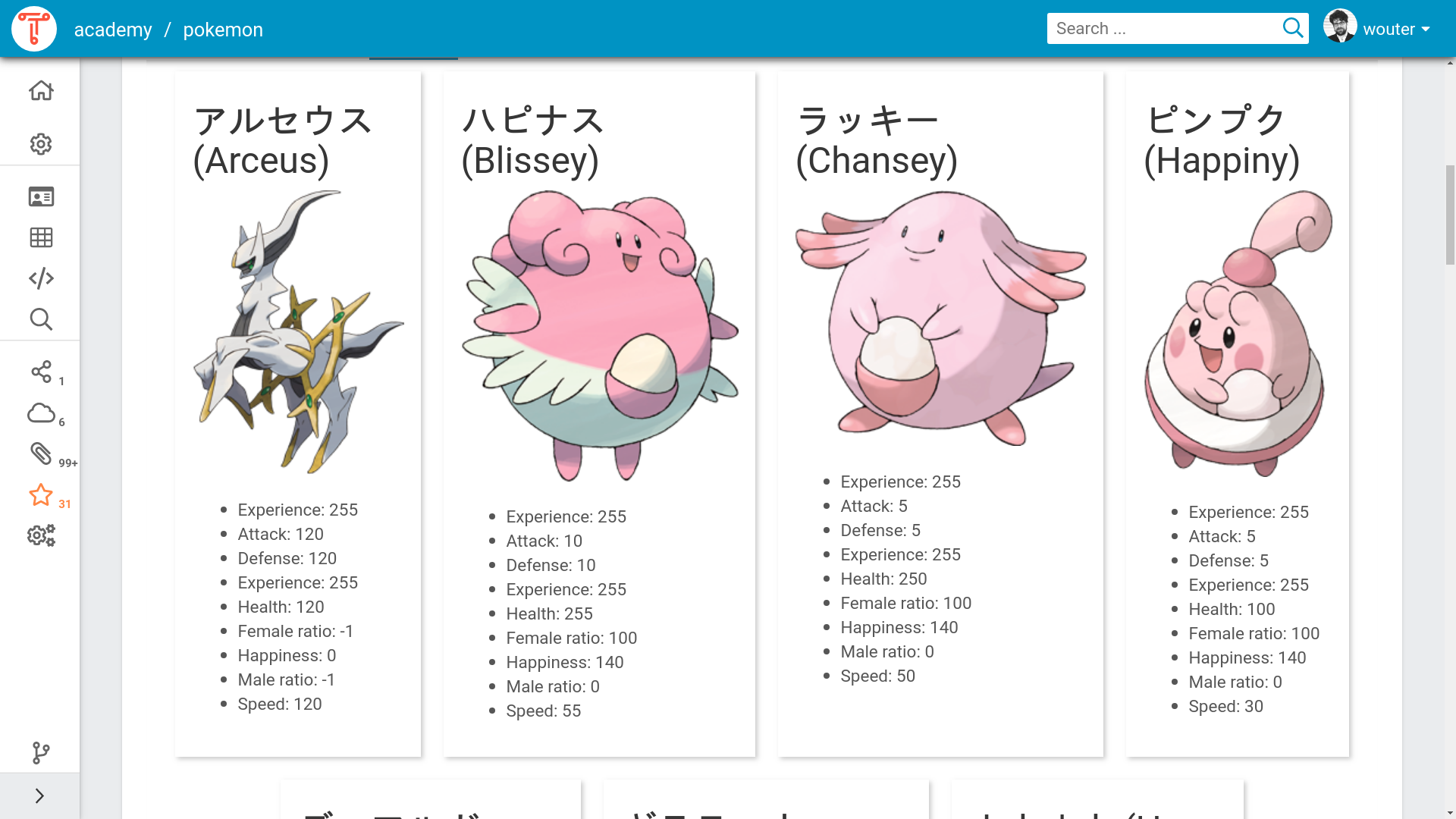 SPARQL Gallery view of a Pokémon query that uses SPARQL Templating